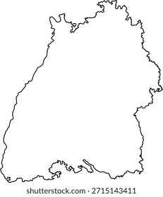 Vector map illustration of Baden Wuerttemberg, Germany. Clean and minimal design highlighting administrative boundaries. Suitable for geography, education, business presentations, infographics, web design, and print materials.