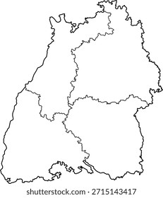 Vector map illustration of Baden Wuerttemberg, Germany. Clean and minimal design highlighting administrative boundaries. Suitable for geography, education, business presentations, infographics, web design, and print materials.