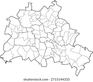 Ilustração de mapa vetorial de Berlim, Alemanha. Design limpo e mínimo destacando os limites administrativos. Adequado para geografia, educação, apresentações comerciais, infográficos, web design e materiais de impressão.