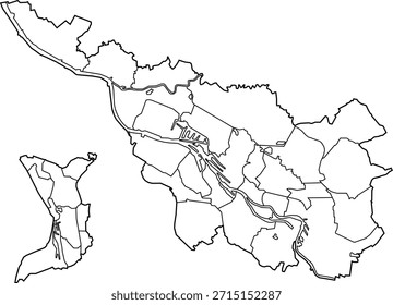 Ilustración de mapa de Vector de Bremen, Alemania. Diseño limpio y mínimo que destaca los límites administrativos. Adecuado para geografía, educación, presentaciones de negocios, infografías, Diseño web y materiales impresos.