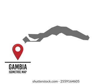 Gambıa vector map illustration, country map with markings. vector illustration.