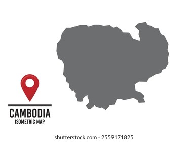 Cambodıa vector map illustration, country map with markings. vector illustration.