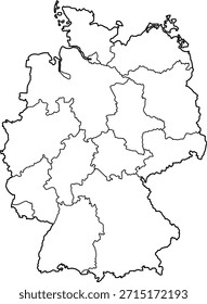 Vektorgrafik von Deutschland. Sauberes und minimales Design, das die nationalen Grenzen und die Gesamtform des Landes anzeigt. Geeignet für Geografie, Bildung, Geschäftspräsentationen, Infografiken, Webdesign und Druckmaterialien.