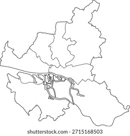 Ilustração de mapa vetorial de Hamburgo, Alemanha. Design limpo e mínimo destacando os limites administrativos. Adequado para geografia, educação, apresentações comerciais, infográficos, web design e materiais de impressão.