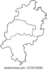 Ilustração de mapa vetorial de Hessen Hesse, Alemanha. Design limpo e mínimo destacando os limites administrativos. Adequado para geografia, educação, apresentações comerciais, infográficos, web design e materiais de impressão.