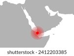 Vector map illustration of Houthi attacks, Suez Canal, Sinai Peninsula, Red Sea and Arab Peninsula