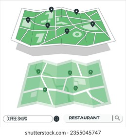 Vector map illustration with markers. map icon set with Pin Pointer. Black location symbol pin icon sign or navigation locator map travel GPS direction pointer and marker place position point. 2384