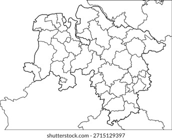 Vector map illustration of Niedersachsen (Lower Saxony), Germany. Clean and minimal design emphasizing administrative boundaries. Suitable for geography, education, business presentations, infographics, web design, and print materials.