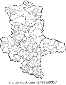 Ilustração de mapa vetorial de Sachsen Anhalt, Alemanha. Design limpo e mínimo destacando os limites administrativos. Adequado para geografia, educação, apresentações comerciais, infográficos, web design e materiais de impressão.