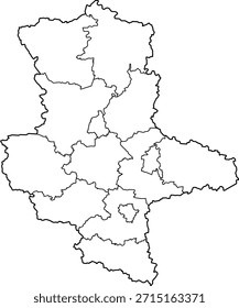 Ilustração de mapa vetorial de Sachsen Anhalt, Alemanha. Design limpo e mínimo destacando os limites administrativos. Adequado para geografia, educação, apresentações comerciais, infográficos, web design e materiais de impressão.