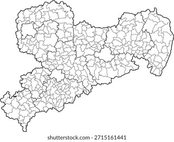 Ilustração de mapa vetorial de Sachsen Saxony, Alemanha. Design limpo e mínimo destacando os limites administrativos. Adequado para geografia, educação, apresentações comerciais, infográficos, web design e materiais de impressão.