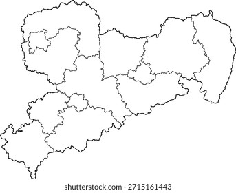 Ilustração de mapa vetorial de Sachsen Saxony, Alemanha. Design limpo e mínimo destacando os limites administrativos. Adequado para geografia, educação, apresentações comerciais, infográficos, web design e materiais de impressão.
