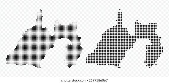 Vector map illustration of Shizuoka Prefecture, Japan, showing dotted pattern and halftone style.