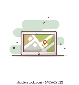 Vector map illustration in tablets and smartphones