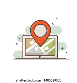 Vector map illustration in tablets and smartphones