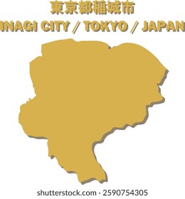 Vector Map of INAGI CITY , TOKYO, JAPAN