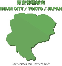 Vector Map of INAGI CITY , TOKYO, JAPAN