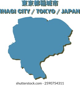 Vector Map of INAGI CITY , TOKYO, JAPAN