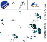 Vector map of Incheon in South Korea with named districts and travel icons