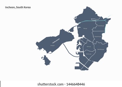 vector map of incheon, south korea
