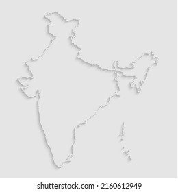 Vector map India with abstract shadow isolated on background. Template Asia country for pattern, design, illustration, backdrop. Creative concept outline, border, frontier map of the state India