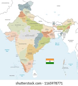 India Political Map Neighbors Capital National Stock Illustration ...