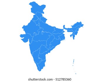 Vector map india country on white background