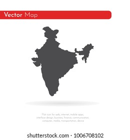 Vector map India. Isolated vector Illustration.  On White background. EPS 10 Illustration.