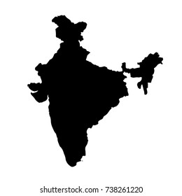 Vector map India. Isolated vector Illustration. Black on White background. EPS 10 Illustration.