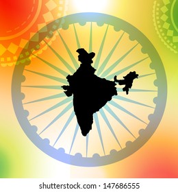 mapa vectorial de la india sobre fondo colorido
