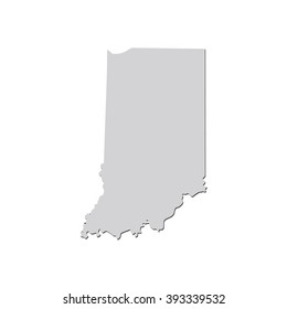 Vector map Indiana. Isolated vector Illustration. Gray on White background. With shadow. EPS 10 Illustration.