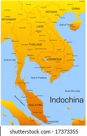Vector Map Of Indochina Countries