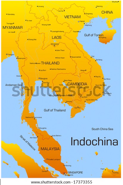 map of indochina countries Vector Map Indochina Countries Stock Vector Royalty Free 17373355 map of indochina countries