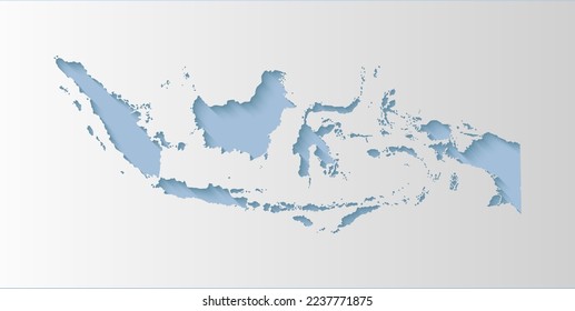 Vector map Indonesia with abstract inner shadow isolated on background. Template Asia country for pattern, design, illustration, backdrop. Creative paper cut map effect of the Indonesia