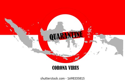 Mapa vectorial de Indonesia con sello de cuarentena del Coronavirus indonesio
