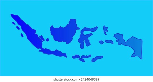 Mapa de vectores de Indonesia. Ilustración vectorial aislada. sobre fondo azul