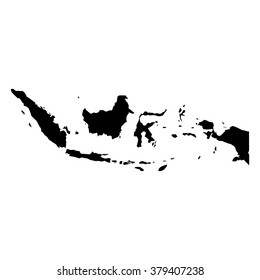 Vector map Indonesia. Isolated vector Illustration. Black on White background. EPS Illustration.