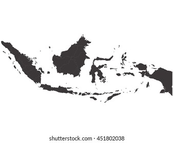 Vector map Indonesia. Isolated vector Illustration. Black on White background