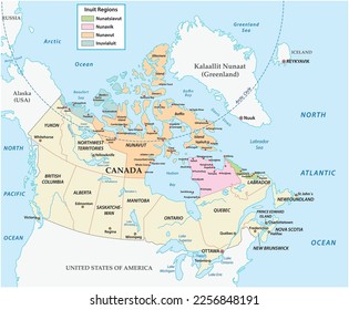 Vektorkarte der Inuit-Gemeinden in Nordkanada