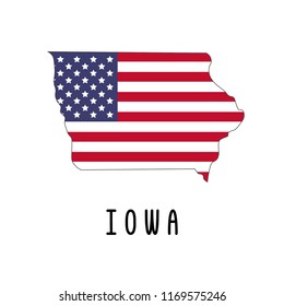 Vector map of Iowa painted in the colors American flag. Silhouette or borders of USA state. Isolated vector illustration
