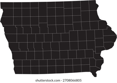 Mapa de Vector del Estado de Iowa con Condados