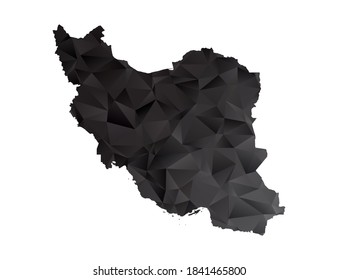 Vector map of Iran black polygon style gradient.