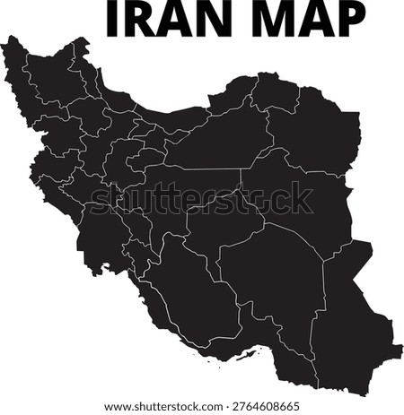 Vector map of Iran with clear borders and clean design, ideal for presentations and infographics.