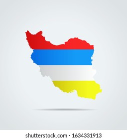 Vector map of Iran combined with Afshar (tribe) flag.