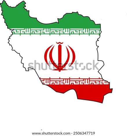 A vector map of Iran combined with its distinctive flag desig.