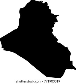 Vector map Iraq. Black mask. Isolated, white background. 
