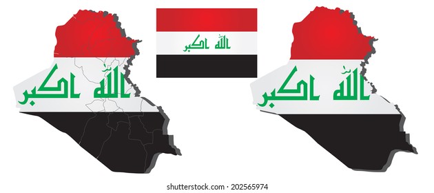 Vector map of Iraq filled with flag of the state