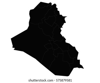 Vector map  Iraq vector Illustration. Black on White background
