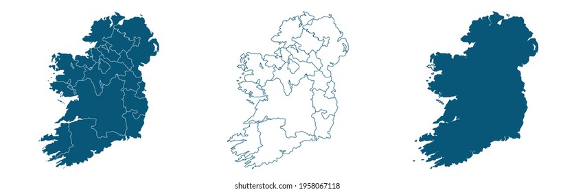 Vector map Ireland country on white background.