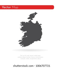 Vector map Ireland. Isolated vector Illustration. Black on White background. EPS 10 Illustration.